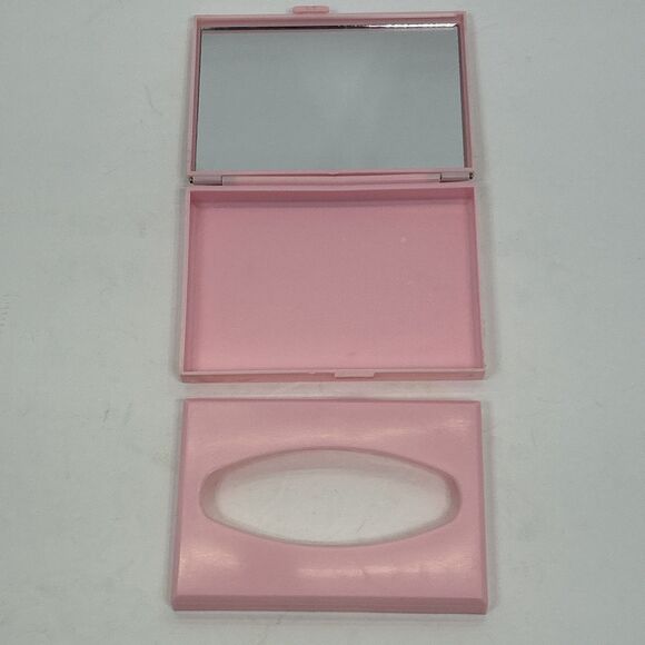 Vintage Celluloid Pink Pocket Vanity Mirror Compact Tissue Holder Asian Floral - Picture 4 of 8